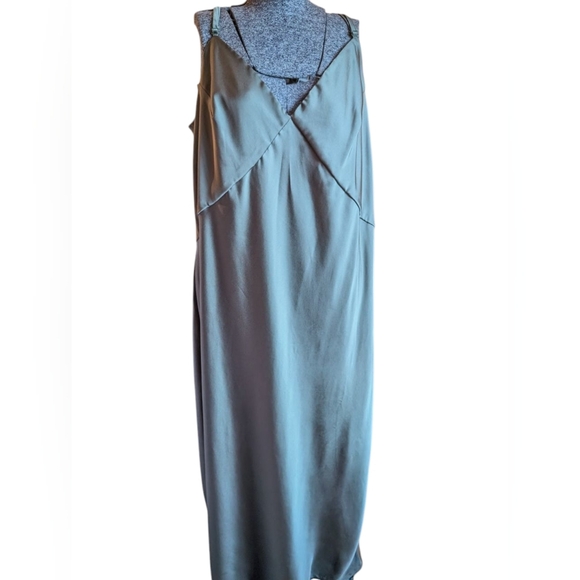 A New Day Sage Green Satin V-Neck Slip Dress Sz XXL - Picture 1 of 6